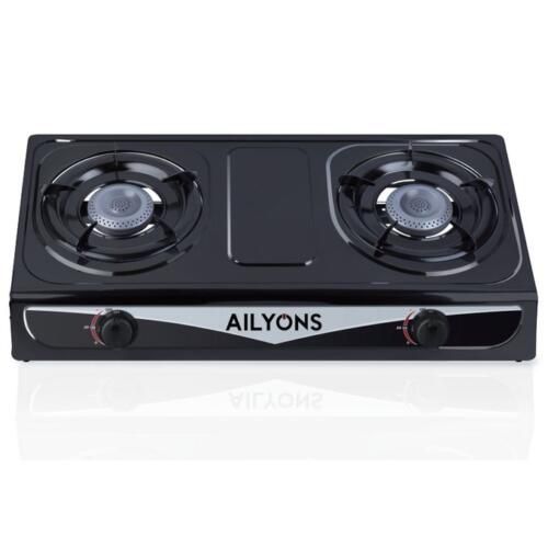 Ailyons 2 Burner Stainless Steel Table top Gas Stove Double Burner Saving Gas cooker
