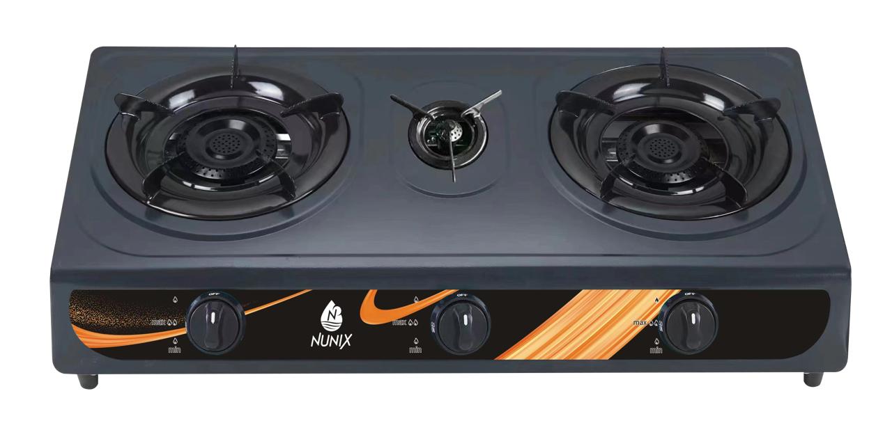 Nunix 3 Burner Stainless Steel Table top Gas Stove  Burner Saving Gas cooker