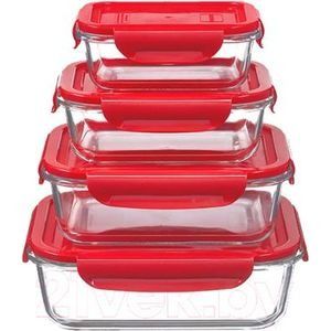 Signature 4 Pcs Glass Containers with Air Tight Plastic Lids Glass Food Storage Containers Borosilicate  Lunch Box Casserole