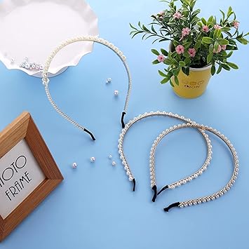3PCS -Fashion Ladies  Pearl Beads Hair Band Headband for Kids, Girls and women