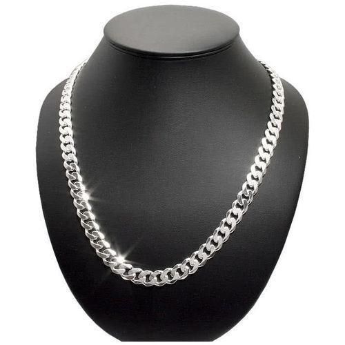 Shiny Mens Iced Out Silver Miami Cuban Link Chain