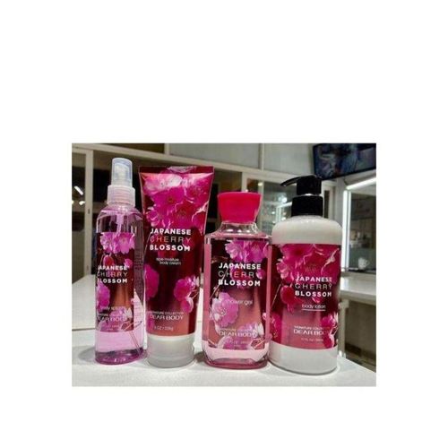 4 Pack  Dear Body Japanese Cherry Blossom Shower Gel, Body Spash, Body Cream and Body Lotion Sweet Fresh Scent Keep Fresh Body Washes Leaves The Skin shining (OFFER)