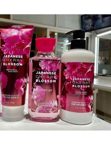 3 Pack Dear Body Japanese Cherry Blossom Shower Gel, Body Cream and Body Lotion Sweet Fresh Scent Keep Fresh Body Washes Leaves The Skin shining