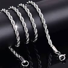 24" Silver Twisted Men Chain Rope Elegant Bracelet Bangle