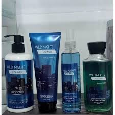 4 Pack Wild Nights For Men Body Luxuries Set Body Washes Set 4 in 1 Shower Gel, Splash, Lotion and Cream Fresh Scent Keep Fresh Body Washes Leaves The Skin Glowing Skin Care Body Signature Collection