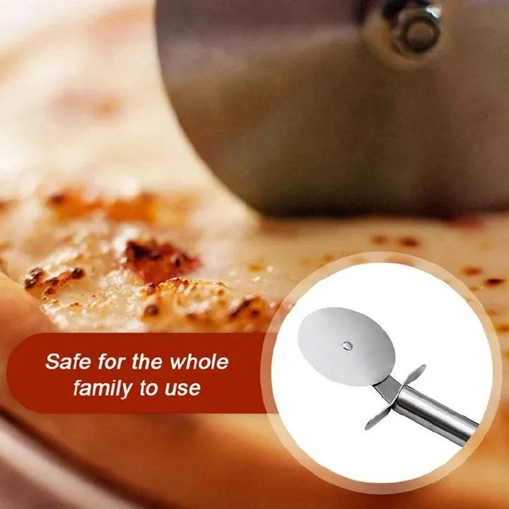 Single Wheel Stainless Steel Pizza Knife Multifunctional Tool Cutter | Stainless Steel Pizza Cutter Round Wheel Roller