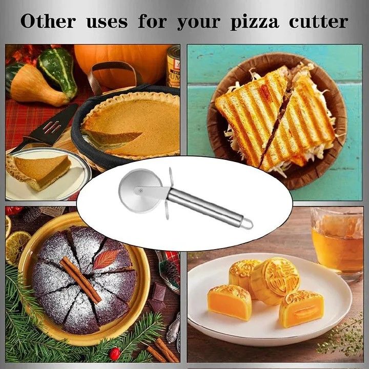Single Wheel Stainless Steel Pizza Knife Multifunctional Tool Cutter | Stainless Steel Pizza Cutter Round Wheel Roller