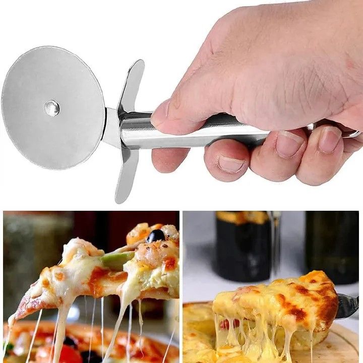 Single Wheel Stainless Steel Pizza Knife Multifunctional Tool Cutter | Stainless Steel Pizza Cutter Round Wheel Roller