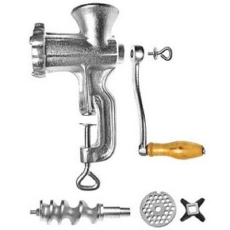 Heavy Duty 10 inch Manual Aluminium Meat Mincer,Ergonomically designed crank handle turns effortlessly. Clamp on style easily attaches to any counter top. Disassembles for quick & easy clean-up Quick