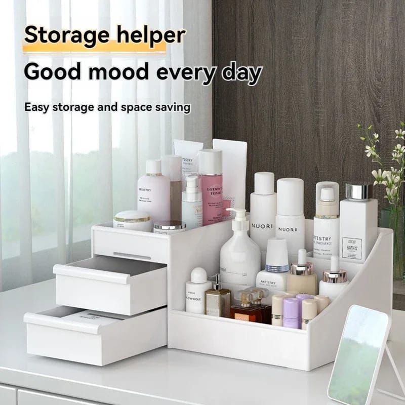 Cosmetic Storage Box with Drawers . made of thickened ABS material.suitable for placing in the bathroom, dressing table and bedroom, enhancing the beauty and practicality of the space