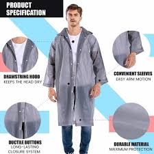 Long EVA Material Plastic Raincoat Waterproof Rain Coat Adults.Free SizeSafe & Eco-friendly - The rain poncho is made of an eco-friendly material (100% EVA), no plastic smell and no harmless, compared
