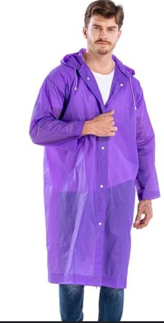 Long EVA Material Plastic Raincoat Waterproof Rain Coat Adults.Free SizeSafe & Eco-friendly - The rain poncho is made of an eco-friendly material (100% EVA), no plastic smell and no harmless, compared