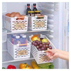 Multipurpose Pantry Storage Baskets Organizer.It is made of environmental friendly Plastic material, two-sided portable design. It is convenient for daily storage so that the kitchen and pantry is org