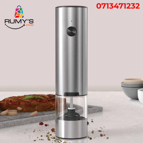 Automatic Electric Salt & Pepper Grinder - Type-C Rechargeable, Adjustable Coarseness, One-Hand Operation, LED Light - Sleek Stainless Steel Design