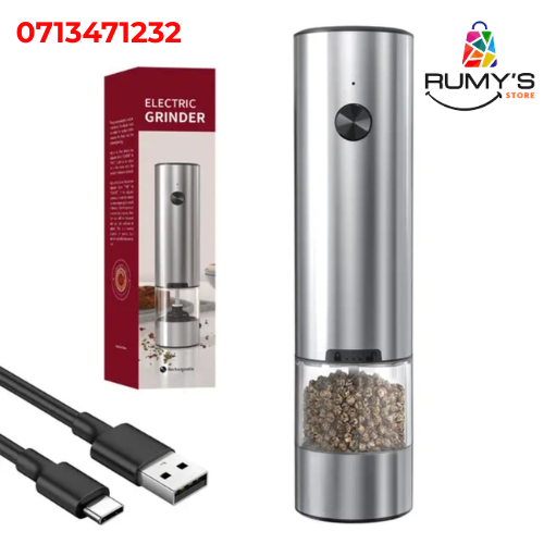 Automatic Electric Salt & Pepper Grinder - Type-C Rechargeable, Adjustable Coarseness, One-Hand Operation, LED Light - Sleek Stainless Steel Design