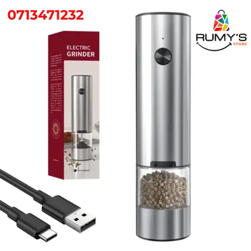 Automatic Electric Salt & Pepper Grinder - Type-C Rechargeable, Adjustable Coarseness, One-Hand Operation, LED Light - Sleek Stainless Steel Design