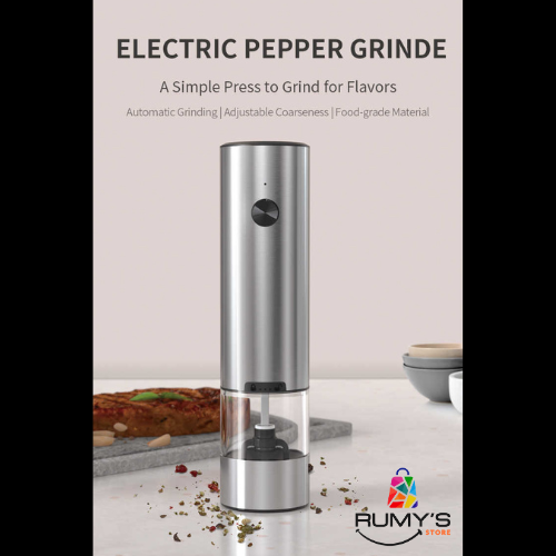 Automatic Electric Salt & Pepper Grinder - Type-C Rechargeable, Adjustable Coarseness, One-Hand Operation, LED Light - Sleek Stainless Steel Design