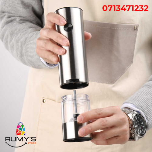 Automatic Electric Salt & Pepper Grinder - Type-C Rechargeable, Adjustable Coarseness, One-Hand Operation, LED Light - Sleek Stainless Steel Design