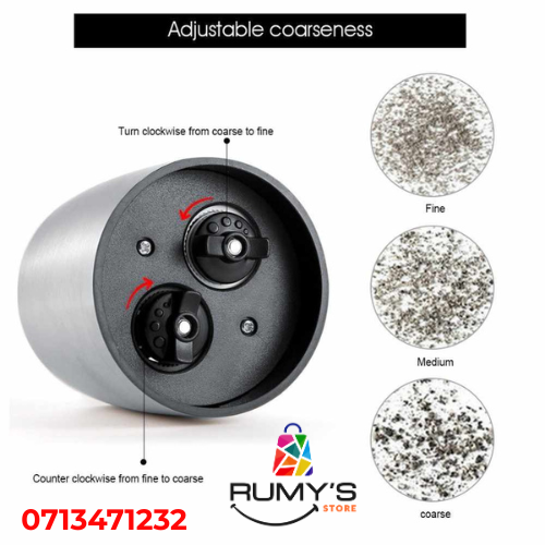 Salt & Pepper Grinder, Adjustable Coarseness, Sleek Stainless Steel Design