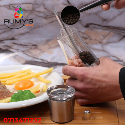 Salt & Pepper Grinder, Adjustable Coarseness, Sleek Stainless Steel Design