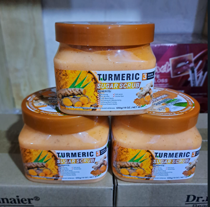 Dr meinaier Turmeric sugar body scrub - Natural Exfoliating Sugar Scrub  for Hands and Body | For All Skin Types | deep skin rejuvenation, restores delicate and translucent whiteness- 650g