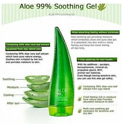 Fruit Of The Wokali Aloe Vera Soothing Gel Sunburn Repair Gel 99% Natural AloeVera Content Treat Sun Burns and Repairs Skin Faster Hydrating and Moisturizing Cream