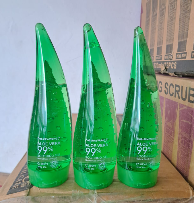 Fruit Of The Wokali Aloe Vera Soothing Gel Sunburn Repair Gel 99% Natural AloeVera Content Treat Sun Burns and Repairs Skin Faster Hydrating and Moisturizing Cream