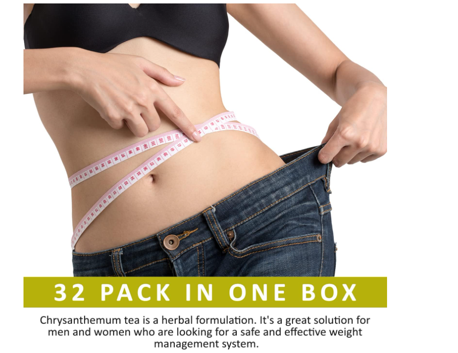 Catherine Slimming Tea Bags (1 Box) Pure Natural Detox Chrysanthemum Tea Green Tea for Men Women 32 Count