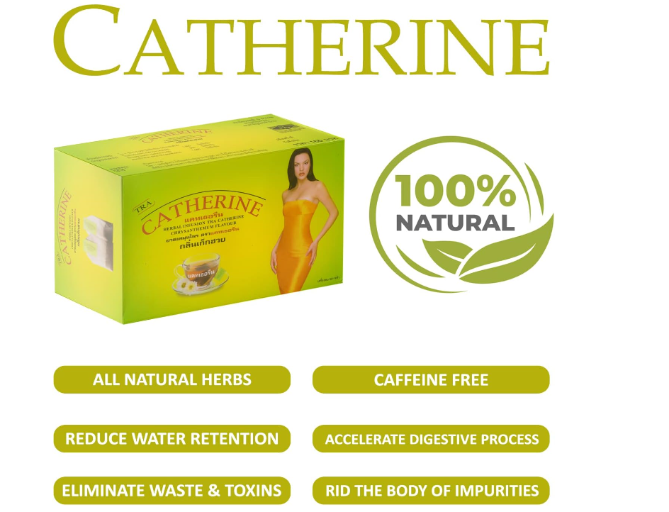 Catherine Slimming Tea Bags (1 Box) Pure Natural Detox Chrysanthemum Tea Green Tea for Men Women 32 Count