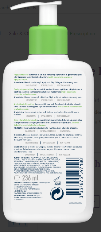 CeraVe Hydrating Facial Cleanser developed with dermatologists fo all skin type (236ml)