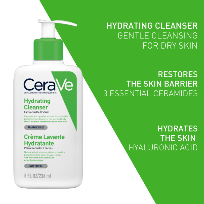 CeraVe Hydrating Facial Cleanser developed with dermatologists fo all skin type (236ml)