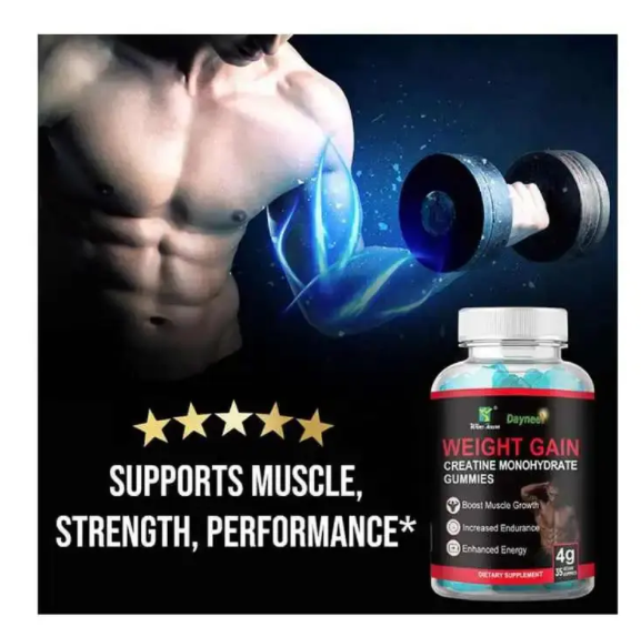 Daynee WEIGHT GAIN GUMMIES With Creatine Monohydrate Dietary Supplement Gummies For Boosting Muscle Growth, Increased Endurance and Enhanced Energy