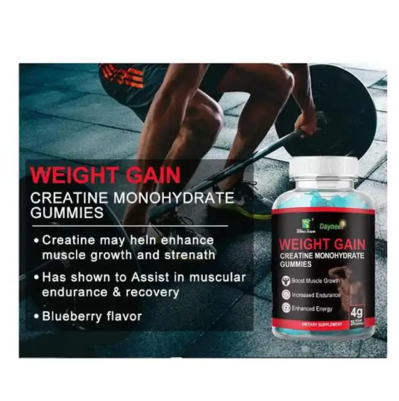 Daynee WEIGHT GAIN GUMMIES With Creatine Monohydrate Dietary Supplement Gummies For Boosting Muscle Growth, Increased Endurance and Enhanced Energy