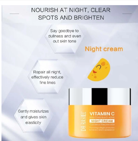 Dr. Rashel Vitamin C Brightening & Anti-Aging Night Cream contains niacinamide