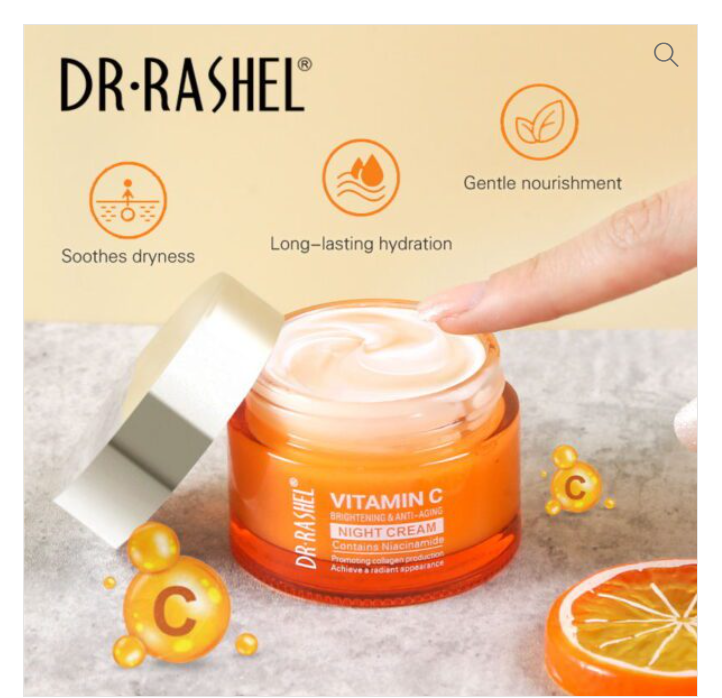 Dr. Rashel Vitamin C Brightening & Anti-Aging Night Cream contains niacinamide