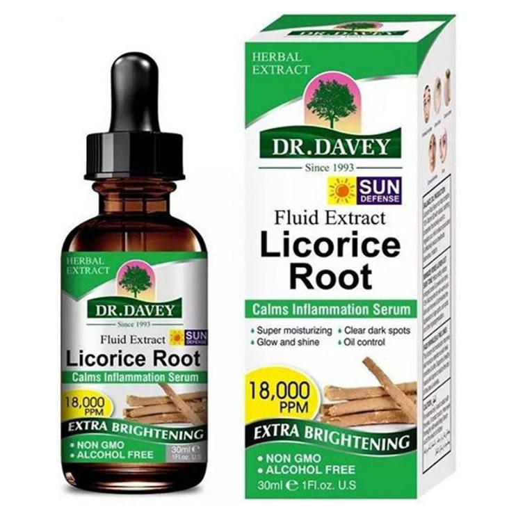 Dr.Davey Licorice Root Serum - For Skin Acne Anti Aging Face Eye Serum With Vitamin B3 Brightening - For Dark Spots Even Skin Tone Area Fine Lines Wrinkles - GMPC Certified - 30ml