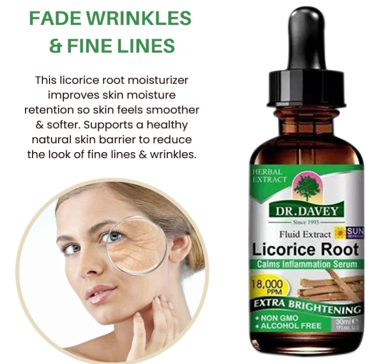 Dr.Davey Licorice Root Serum - For Skin Acne Anti Aging Face Eye Serum With Vitamin B3 Brightening - For Dark Spots Even Skin Tone Area Fine Lines Wrinkles - GMPC Certified - 30ml
