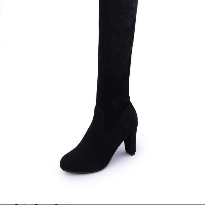 Autumn and winter large size over the knee women's boots high heels round head frosted side zip women's boots