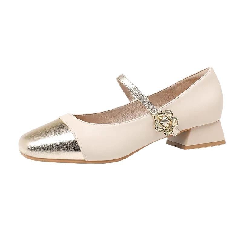 Women's high heels, thick heels, shallow mouth, versatile single shoes, French Mary Jane women's shoes