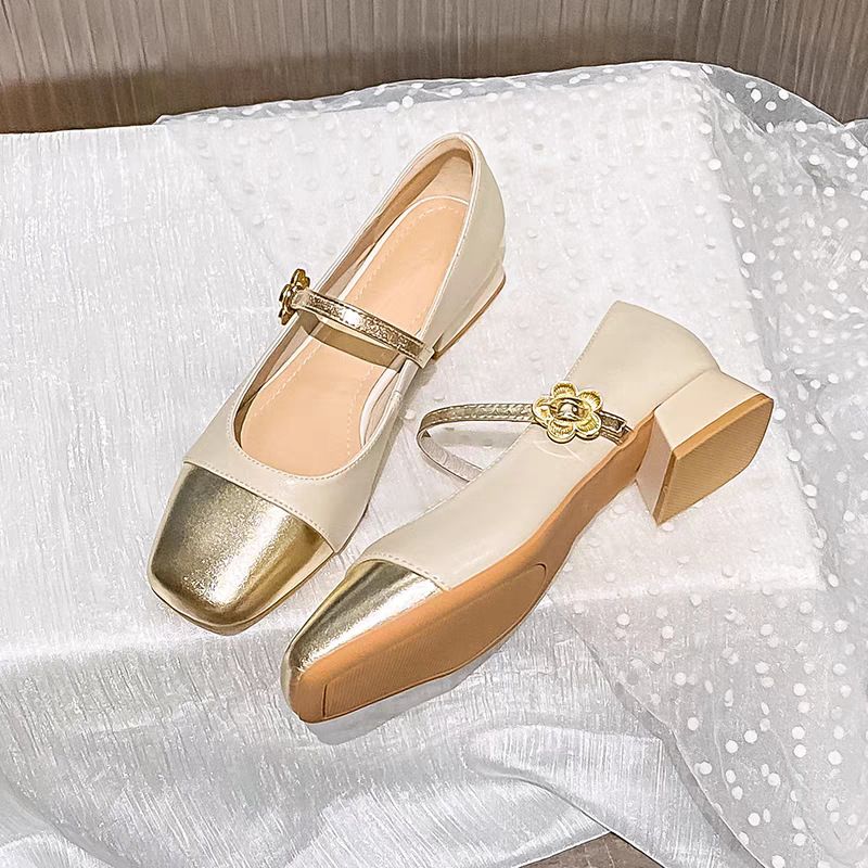 Women's high heels, thick heels, shallow mouth, versatile single shoes, French Mary Jane women's shoes