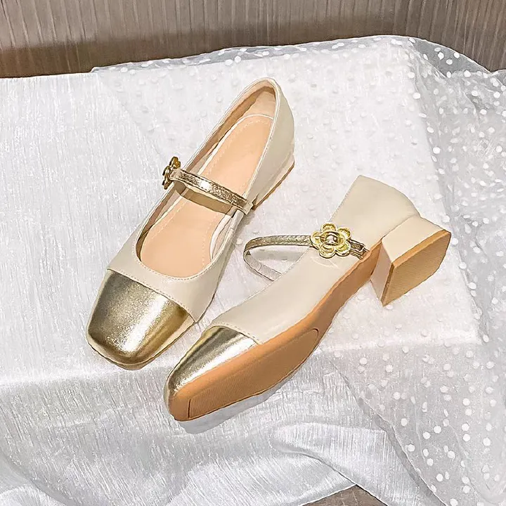 Women's high heels, thick heels, shallow mouth, versatile single shoes, French Mary Jane women's shoes