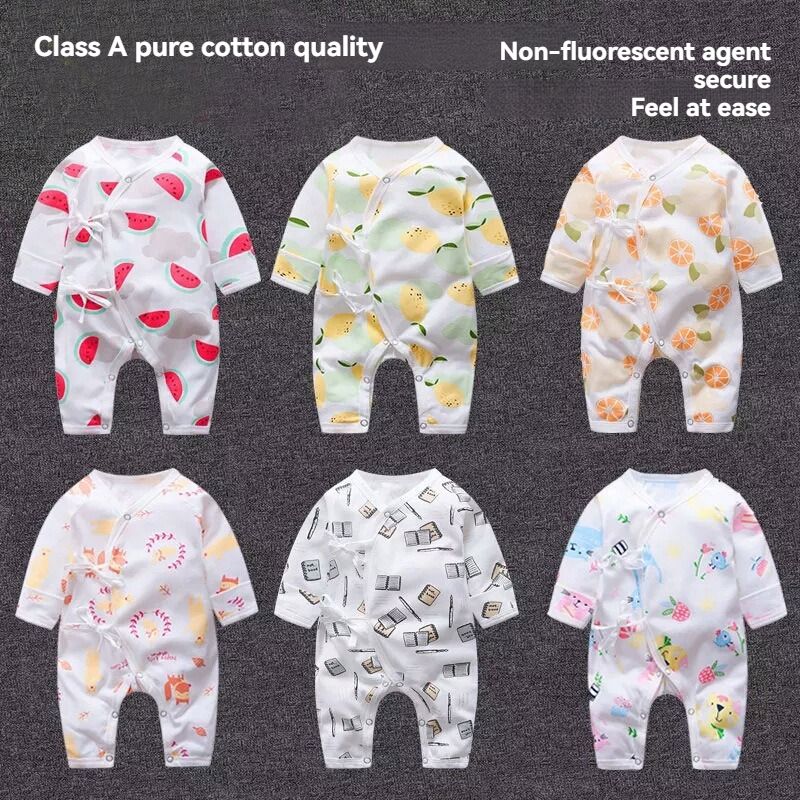 Newborn baby clothes cotton newborn baby butterfly clothes monk suit thin baby onesie