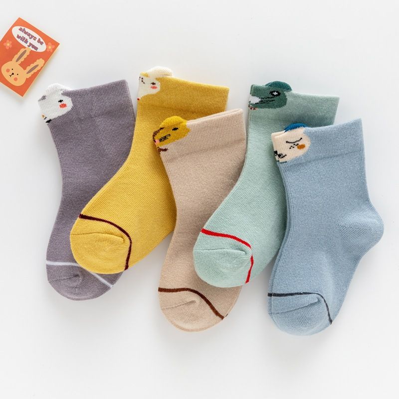 5 pairs  Spring and Autumn Children's Socks, Cotton Socks, Baby Socks, Baby Socks, Floor Socks, Middle Socks for Students