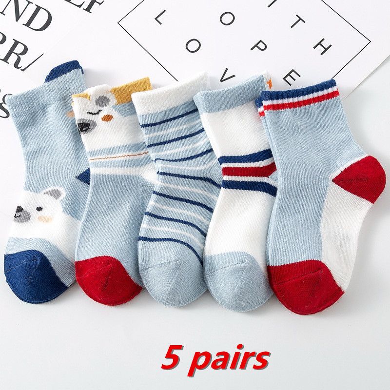 5 pairs  Spring and Autumn Children's Socks, Cotton Socks, Baby Socks, Baby Socks, Floor Socks, Middle Socks for Students