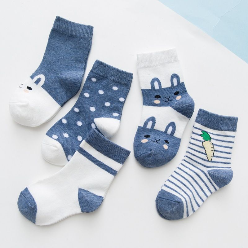 5 pairs  Spring and Autumn Children's Socks, Cotton Socks, Baby Socks, Baby Socks, Floor Socks, Middle Socks for Students