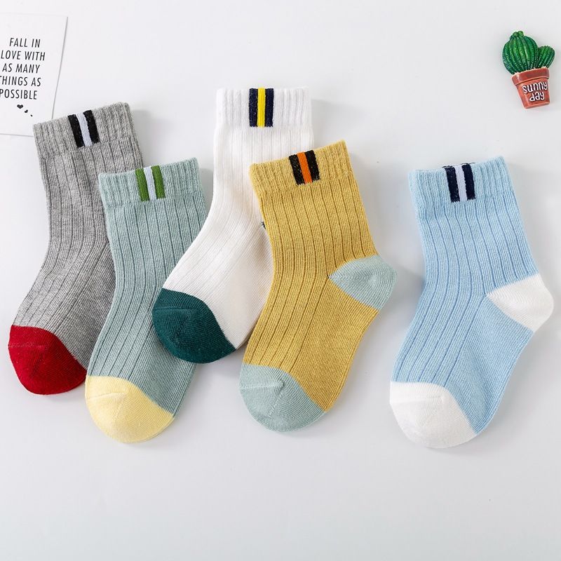 5 pairs  Spring and Autumn Children's Socks, Cotton Socks, Baby Socks, Baby Socks, Floor Socks, Middle Socks for Students