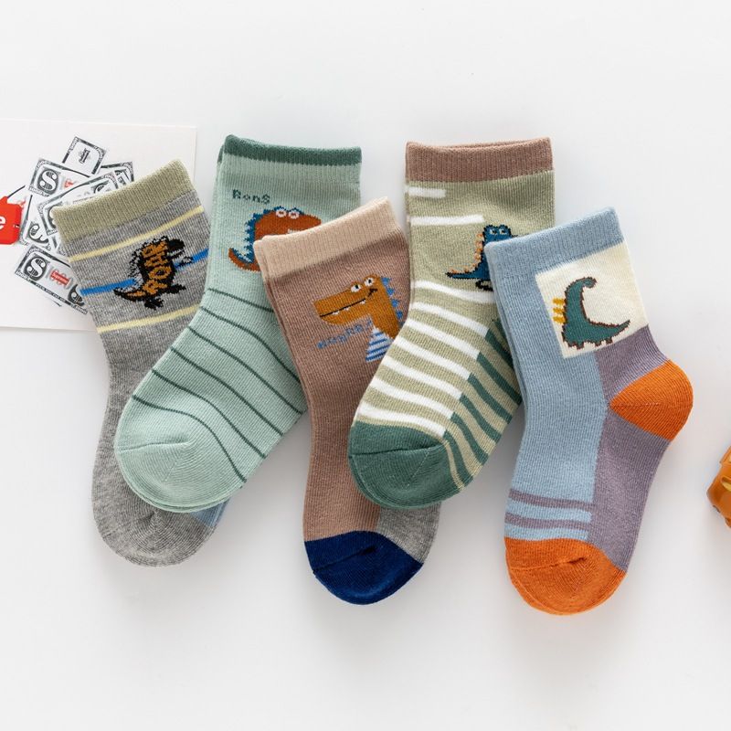 5 pairs  Spring and Autumn Children's Socks, Cotton Socks, Baby Socks, Baby Socks, Floor Socks, Middle Socks for Students
