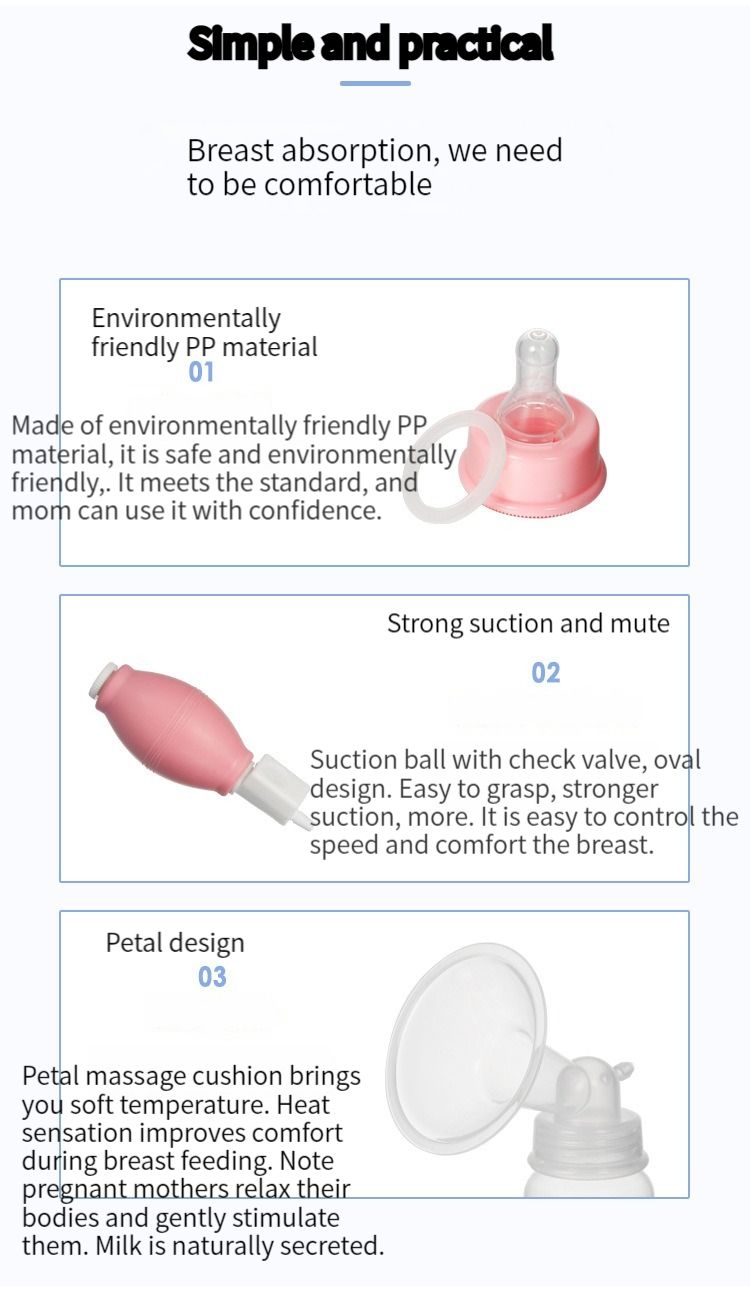 Bottle, mother and baby products, strong manual breast pump, rubber material, hand held breast pump