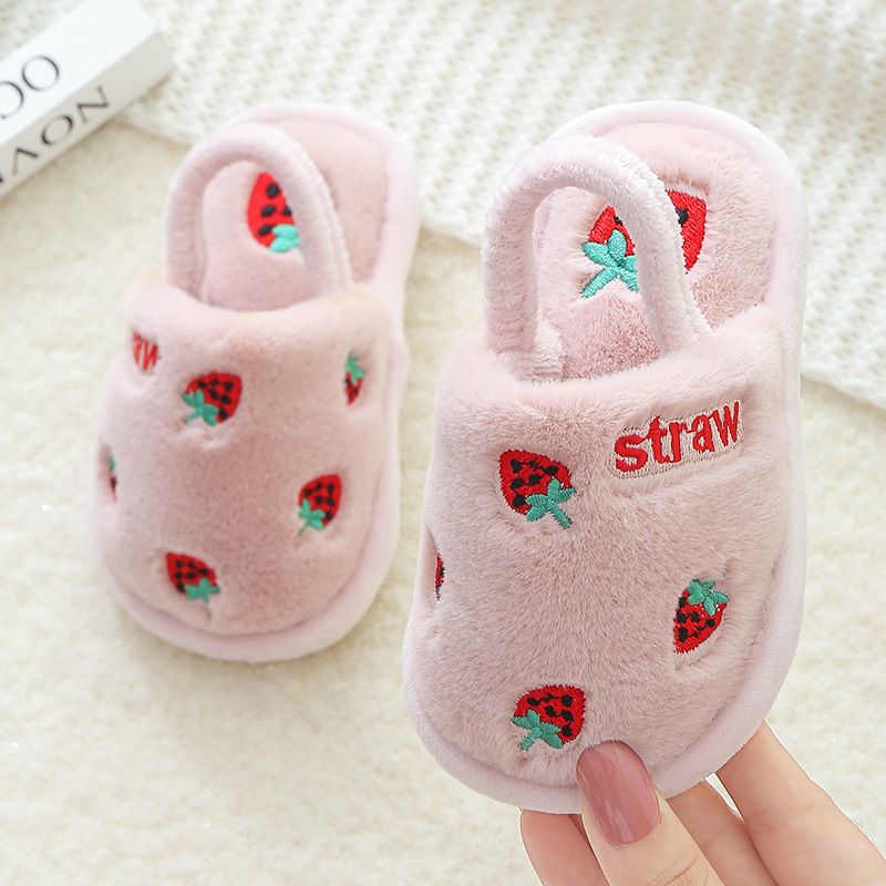 Children's cotton slippers winter warm indoor slippers non-slip cartoon baby new cotton slippers