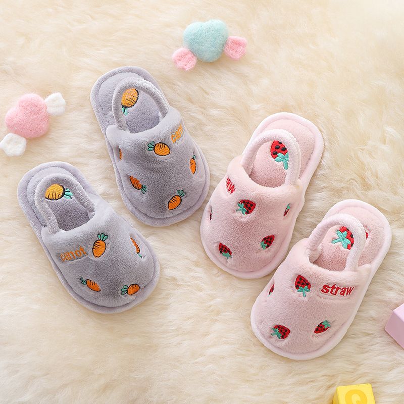 Children's cotton slippers winter warm indoor slippers non-slip cartoon baby new cotton slippers